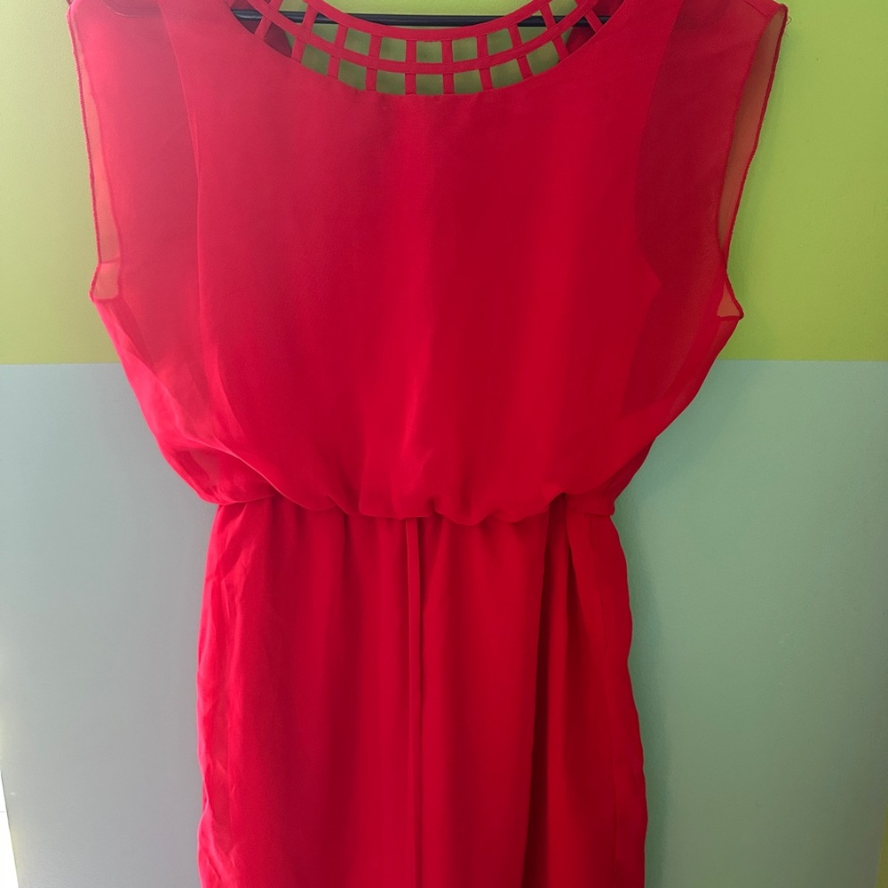 City Triangles Red Sleeveless Sundress Midi